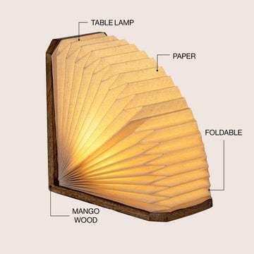 Darla Modern Art Deco Paper Half Pleated Fan LED Table Lamp